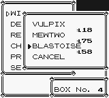 Sistema de almacenamiento pokémon en Pokémon Amarillo