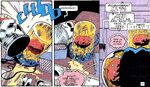 The Brain attempts to battle Cliff Steele's brain.