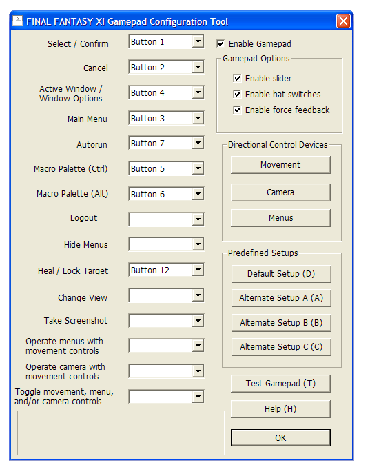 PC Control Pad Settings Guide by Crawlerbasher FFXIclopedia, the