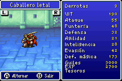 Estadisticas Caballero Letal