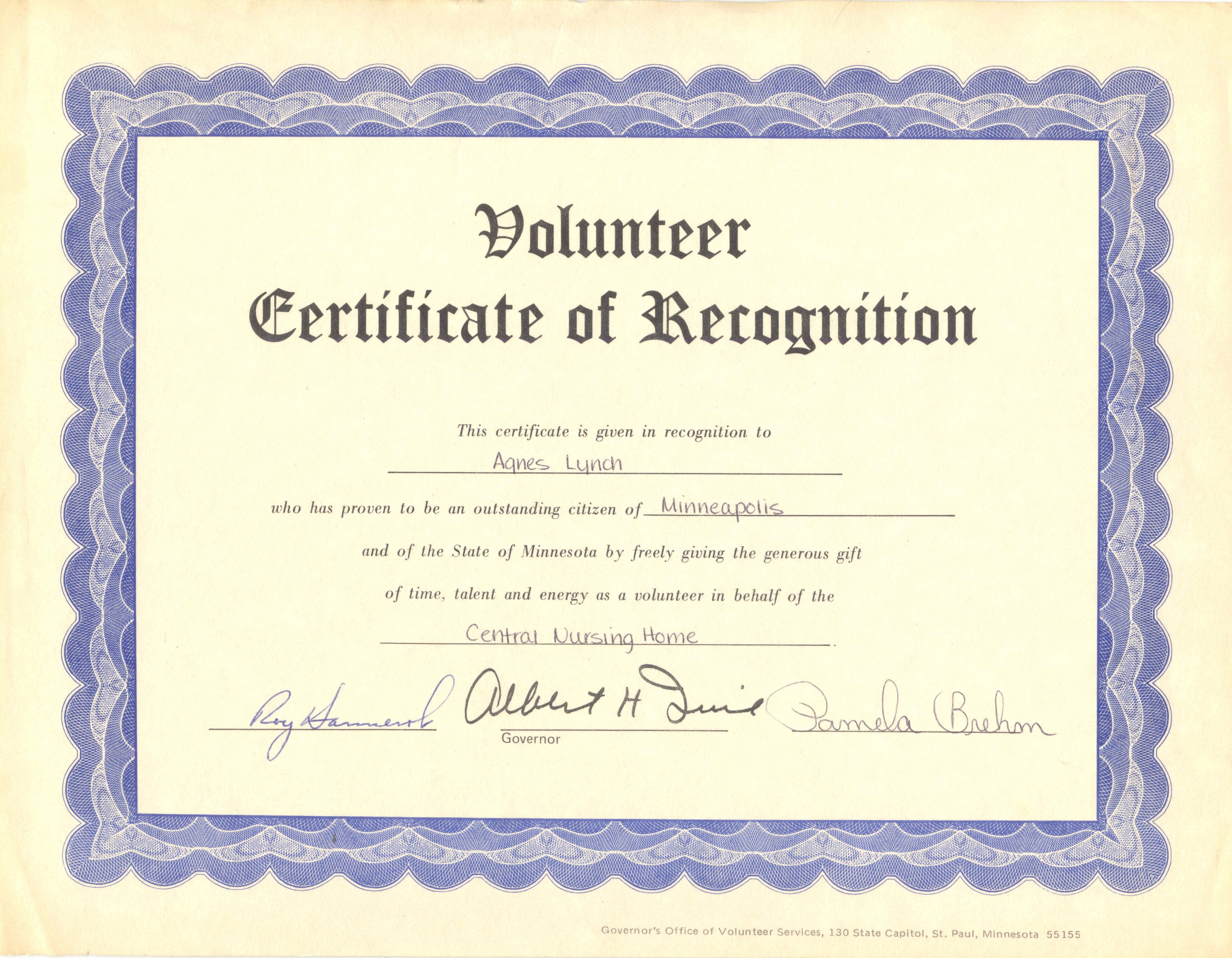 Image Volunteer Certificate Agnes Lynch jpg Familypedia