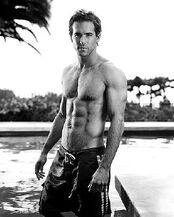 Black and white shirtless Ryan Reynolds photo