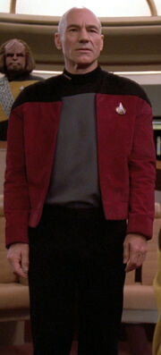 Jean-Luc Picard wearing captain's jacket