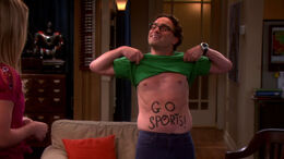 S6EP01 - Leonard painted his stomach