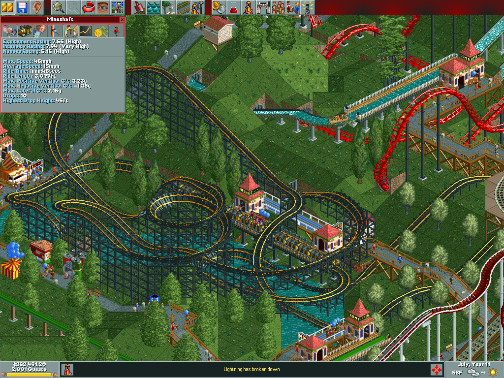 Rollercoaster Tycoon Ride Too Intense