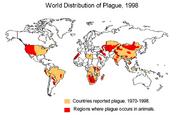 World distribution of plague 1998