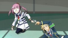 Onigase and Zenkichi handcuffed together