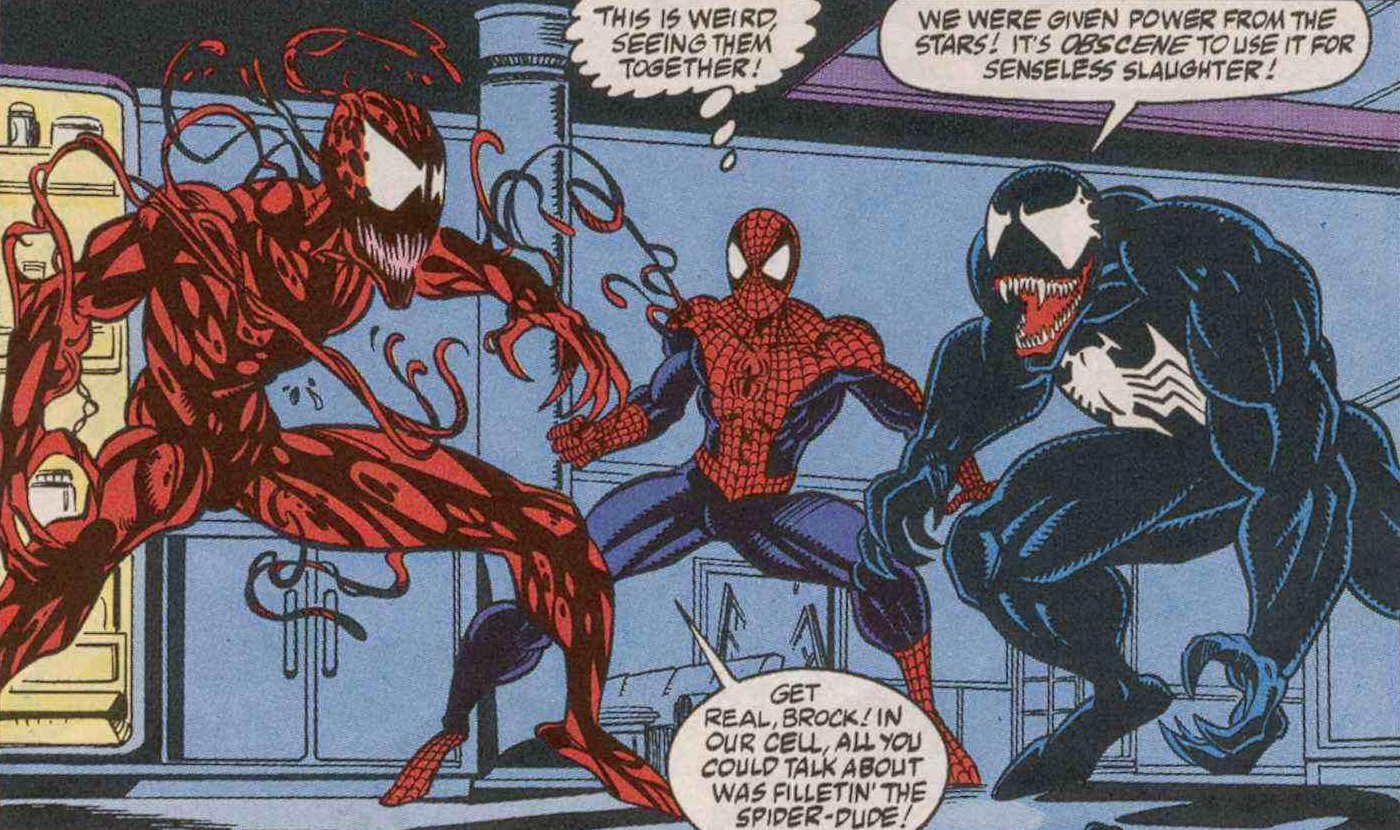 Carnage's first encounter with Spider-Man & Venom [Amazing Spider-Man