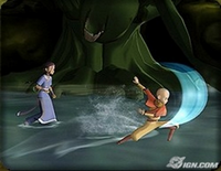 Katara and Aang fight swamp monster