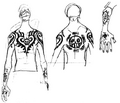 Boceto de los tatuajes de Law