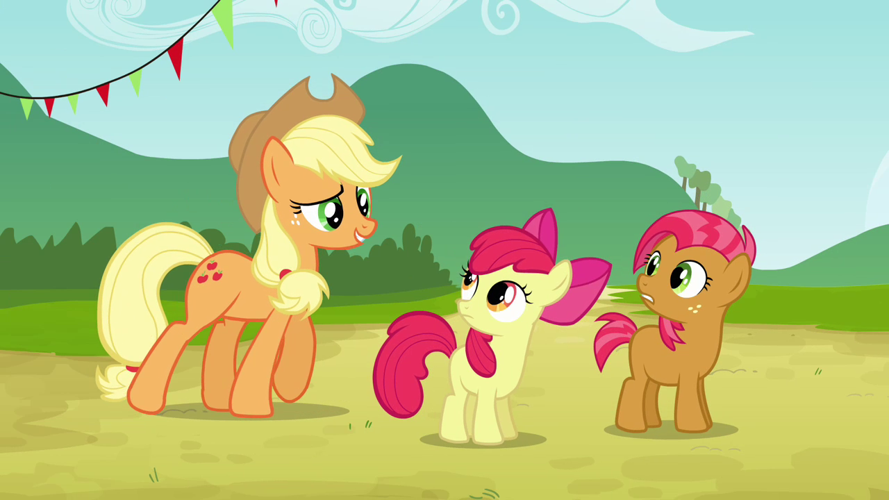 Apple Bloom and Babs sees Applejack S3E08.png